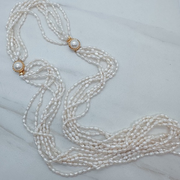 Vintage 6 strand genuine pearl necklace and bracelet - Picture 6 of 10